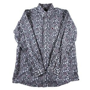 Ariat Mens Long Sleeve Paisley Button Down Western Shirt White Black Red Large